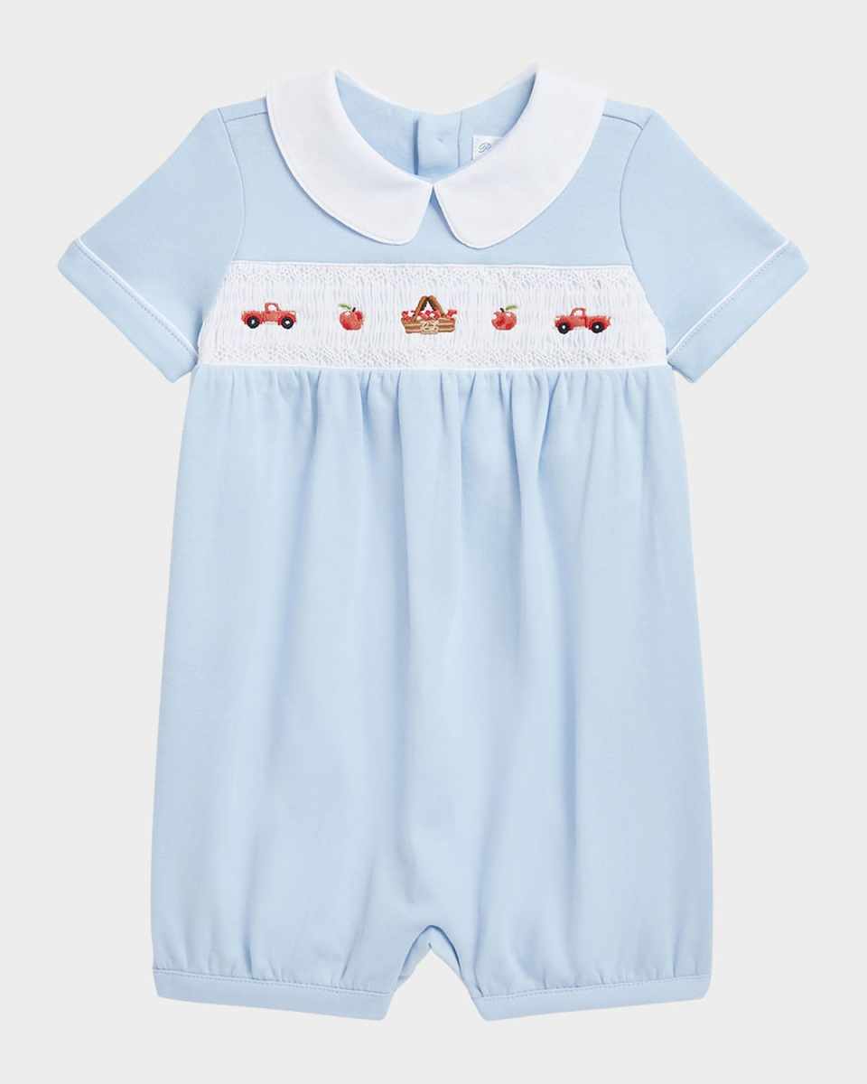 Boy's Smocked Picnic Embroidered Coverall, Size 3M-12